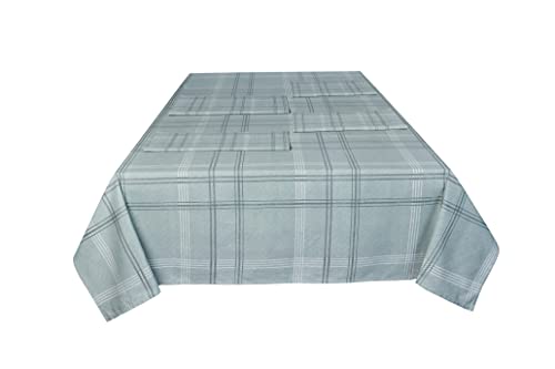Sleepdown Check Printed Decorative 100% Cotton Half Panama Table Cloth for Dining Table - Durable Stain Resistant Table Cover - Green - 137cm x 229cm