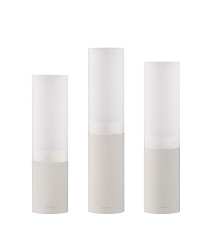 blomus Faro Tea Light Holder Set of 3 – Colour Moonbeam - Stylish Tea Light Holder Made of Glass and Stainless Steel - Elegant Design in Beige - For Atmospheric Lighting - Height 19, 21, 23 cm