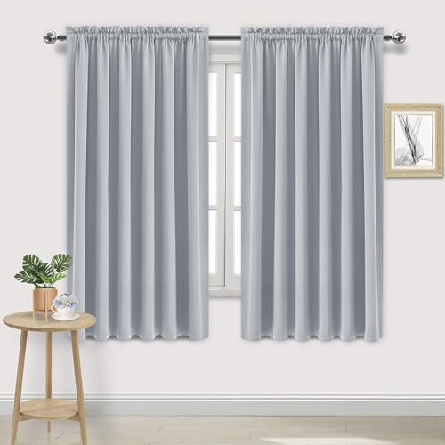 DWCN Blackout Curtains for Living Room Thermal Insulated, Energy Saving & Noise Reducing Bedroom Curtains, Silver Grey, W 70x L 72 Inch, Set of 2 Rod Pocket Curtain Panels