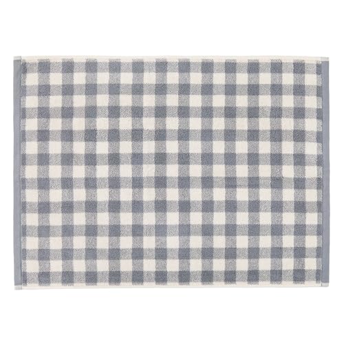 Yard Barton Gingham Check Bath Mat – Soft 100% Cotton Absorbent Bathroom Mat (Denim Blue – 50x70cm)