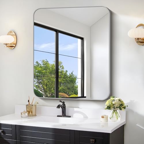 FORBATH Rectangle Bathroom Mirror Silver 30x36 Inches