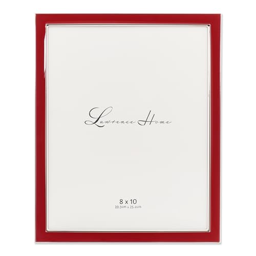 Lawrence Frames Silver Plated 8 by 10 Metal with Red Enamel Picture Frame 8x10