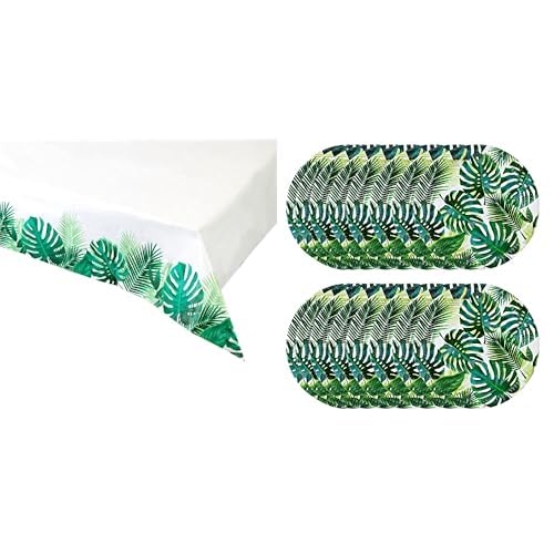 Talking Tables Palm Leaf Table Cover & Palm Leaf Paper Plates Bundle