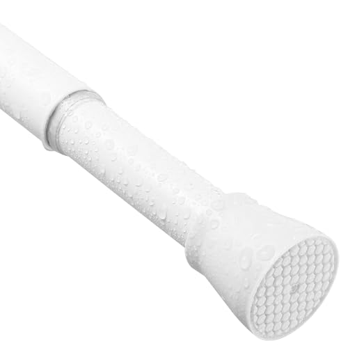 Fvonzn White Tension Curtain Rod for Windows 33 to 59 Inches, Adjustable Expandable Pressure Spring Curtain Rod No Drilling Required, 7/8 Inch Diameter Tension Rod for Bedroom, Doorway, Closet Door