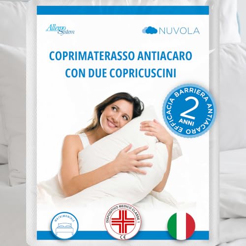 Allergosystem Anti Dust Mite Mattress Cover with Zip for Double Bed, Polypropylene, White, 170 x 200 x 20 cm and 50 x 80 cm