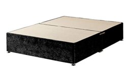 WINDSOR Velvet Divan Base, Fabric, Black, Double, 2-Piece