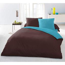 Home Linge Passion 3-Piece Duvet Cover Set, 220 x 240 cm, Chocolate/Turquoise, Microfibre, Blue, Big