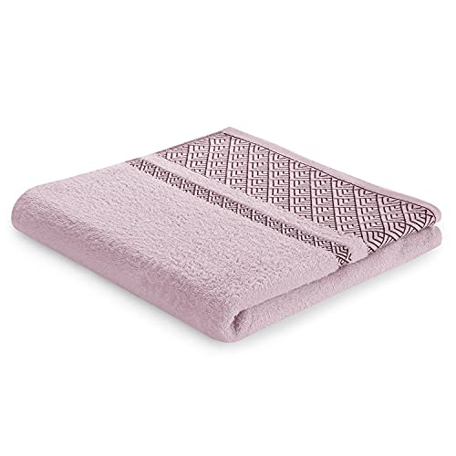 AmeliaHome Hand Towel 100% Cotton 50 x 90 cm with Pink Volie Border