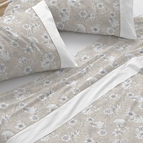 Burrito Blanco - Cotton Bedding Set - Bed 150 cm Design 637 - Beige (150 x 190/200 cm.)