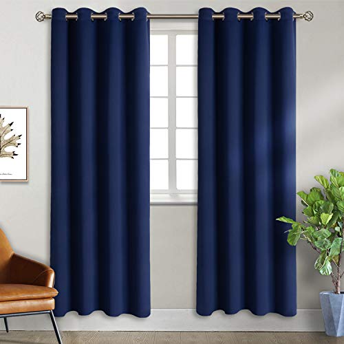 BGment Blackout Curtains for Bedroom - Grommet Thermal Insulated Room Darkening Curtains for Living Room, Set of 2 Panels (52 x 72 Inch, Navy Blue)