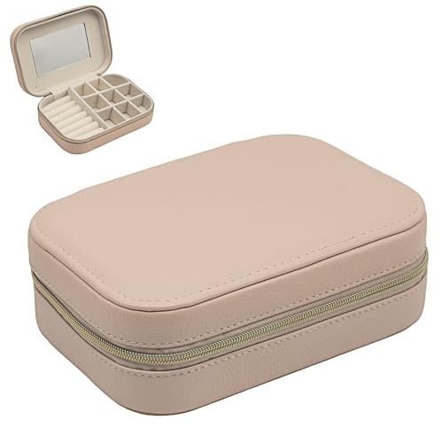 Lesser & Pavey Square Pink Faux Leather Lockable Jewellery Box - Lockable Case, Soft Interior, Compact Organisation, Travel Ready, Beautiful Gift