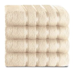 GC GAVENO CAVAILIA Extra Absorbent 500 GSM Bath Towels, Luxury Pack of 4 Bathroom Sheets Set, 100% Ringspun Cotton, Egyptian, Cream, 70x120 Cm