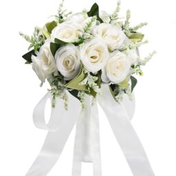 Wedding Bouquets for Bride Bridesmaid Bridal Bouquet Ivory Artificial Roses for Wedding Church Home Decor (Ivory)