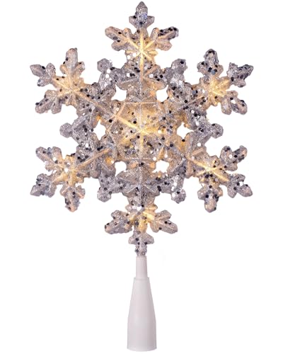 WeRChristmas Snowflake Christmas Tree Topper, LED Lights, Silver, 29cm