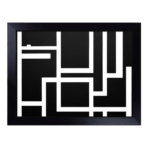 Lap Tray with Bean Bag Cushion, Cubism Abstract Art - Handmade in the UK, Raised Wooden Edge, Padded Cushion, Heat-Resistant Wipe-Clean Surface, for Meals, Laptops and Crafts