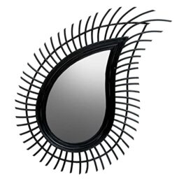 Premier Housewares Teardrop Black Rattan Wall Mirror/Mirror Wall For Hallway/Bathroom Mirrors Wall Mounted/Rattan Mirror/Black Wall Hallway Mirror