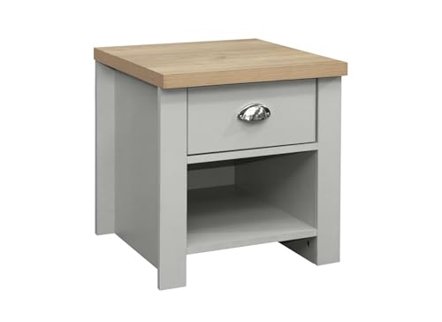 Birlea Highgate 1 Drawer Lamp Table - Grey & Oak