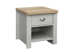 Birlea Highgate 1 Drawer Lamp Table - Grey & Oak