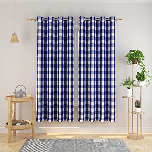 Natus Weaver Buffalo Plaid Curtains 72 Inch Long Basement Navy and White Gingham Check Kitchen Window Curtain Panels Living Room Check Curtains Bedroom Window Treatment 2 Panels