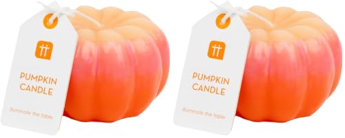 Pumpkin Shaped Candle - Halloween Table Decorations - Also Ideal as Thanksgiving Gift, Everyday Autumnal Gourd Home D??cor Made from Paraffin Wax - Size: 10cm - Burn time 10 Hours - Unscented -