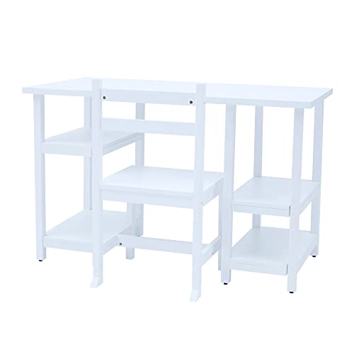 Teamson Kids Fantasy Fields Wooden Writing Desk with Shelves, Children's Table and Chair Set, School Study Desk with Storage, White