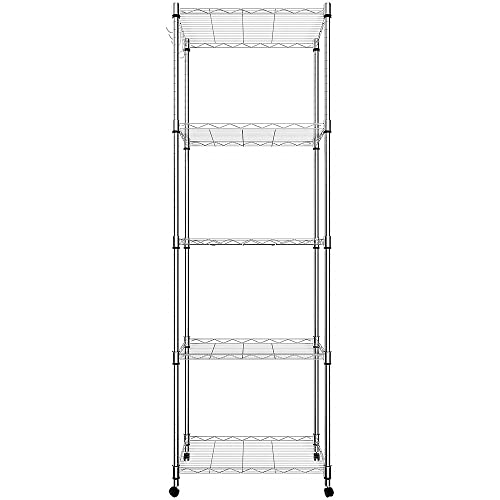 Himimi 5 Tier Wire Shelving Unit on Wheels, Kitchen Storage Unit, Adjustable Height Display Rack for Home&Kitchen 23.2 x 13.8 x 72 inch (L x W x H), Chrome
