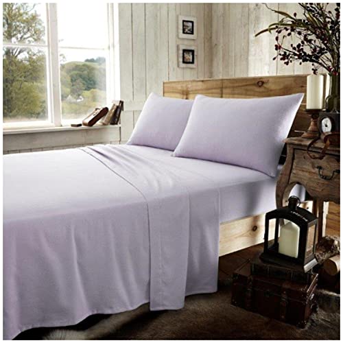 Gaveno Cavailia Premium Quality Plain Dyed Flannelette Fitted Sheet, 100% Brushed Cotton Easy Care, Soft & Cosy Bed Linen, Purple, Superking Size Bedsheet, Super King, 423638
