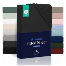 Dreamzie - Fitted Sheet 80 x 200 cm with 35 cm Pocket - Ultra Soft Microfibre – Thick Mattress – Oeko-Tex - Comfort, Breathable, Easy Care – Black