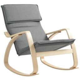 HOMCOM Comfortable Relax Rocking Chair High Back with Headrest Grey