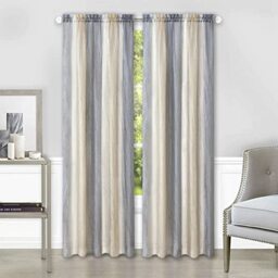 Achim Ombre Light Filtering Window Curtain Panel - 50 Inch Width, 84 Inch Length, 2-inch Rod Pocket - Grey - Ultra-Soft Fabric with Vertical Variegated Design - Machine Washable Home Decor