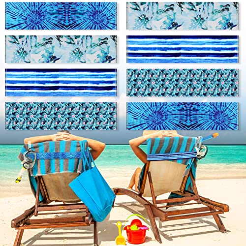 Fresh Style 8 Pack Towel Bands Elastic Chair Holders for Windproof Beach & Pool Chairs - Summer Party Accessories