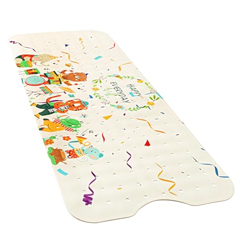 "YINENN 40"" x 16"" Anti Slip Bath Shower Mat with Suction Cups for Shower Cubicles and Bathtub Floors, Extra Large and Machine Washable, Drainage Holes Keep the"
