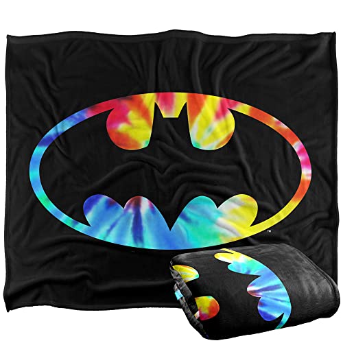 BATMAN Tie Dye Logo Officially Licensed Silky Touch Super Soft Throw Blanket 152 x 127 cm