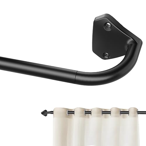 GXOACKJ Black Curtain Rods for Windows 48 to 84 inch, 5/8 inch Adjustable Wrap Around Blackout Curtain Rods for Bedroom & Outdoor