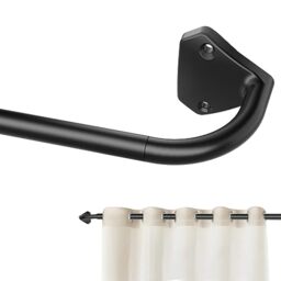 GXOACKJ Black Curtain Rods for Windows 48 to 84 inch, 5/8 inch Adjustable Wrap Around Blackout Curtain Rods for Bedroom & Outdoor
