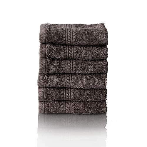Glart Premium Set of Terry Hand Towels, Range of Terry Towels in 6 Colours and 5 Sizes, Colour: Anthracite, 6X Flannels 30 X 30 cm