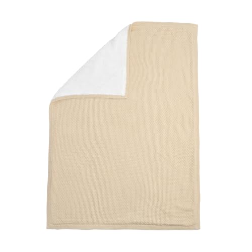 Clair de Lune Organic Knit Sherpa Baby Soft & Cosy Pram/Car Seat Blanket 70 x 100 cm (Cream)
