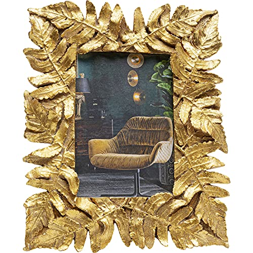 Kare Design Gold Leaves Photo Frame, Gold, 23 x 18 x 3 cm, Table Frame, Portrait, Vertical, Modern, Freestanding, Glass Front, Gallery Look, Home Accessory, Gift Idea, Living Room