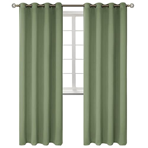 BGment Room Darkening Curtains 84 Inches Long - Grommet Thermal Insulated Drapes Window Treatment Curtains for Bedroom, 2 Panels, 52 x 84 Inch, Grass Green