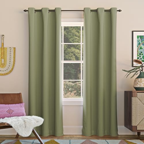 "Sun Zero Easton Energy Saving Blackout Grommet Curtain Panel, 40"" x 63"", Sage Green"