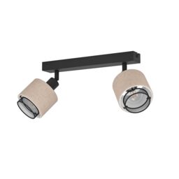 EGLO Rosley Interior Wall Light, Indoor Wall Lamp with Adjustable Spotlight, Natural Fabric and Black Metal Spotlight, Lighting for Living Room and Bedroom, E14 Socket