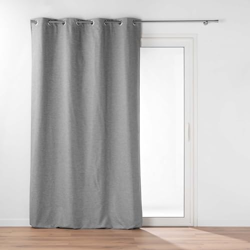 Douceur d'Intérieur, Curtains with eyelets with removable lining (140 x 260 cm) Coverline Anthracite, Thermal & 100% Blackout