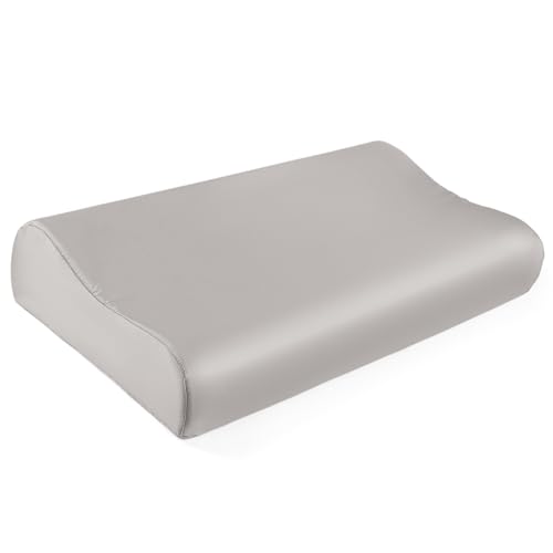 "THXSILK 19 Momme 100% Mulberry Silk Pillowcase for Contour Memory Foam Pillow, Contour Pillow Case Cover, Cervical Pillow Case, Pack of 1(Grey, 20""x12""x3.9""/2.7"")"