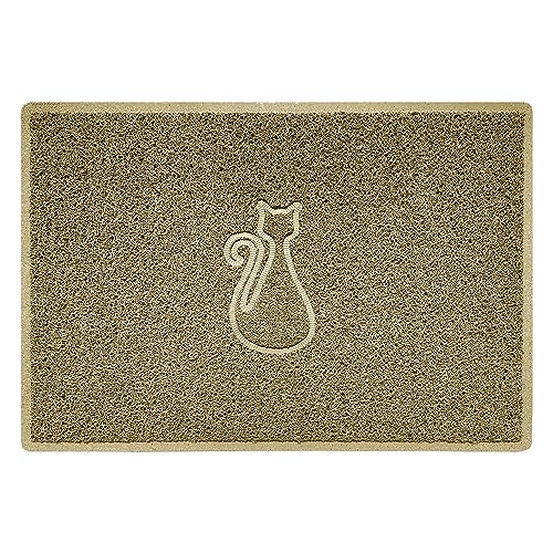 Nicoman CAT Embossed Shape Door Mat Dirt-Trapper Washable Barrier Doormat-(Use Indoor or Sheltered Outdoor)-(90x60cm/3x2ft,Large) Beige