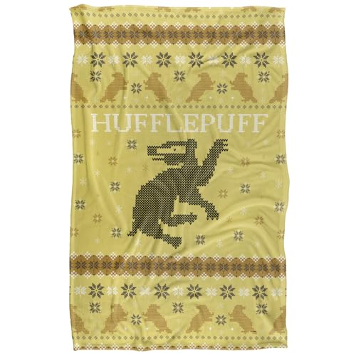 Harry Potter Hufflepuff Ugly Christmas Sweater Super Soft Cuddly Blanket with Silky Touch - 91 x 147 cm