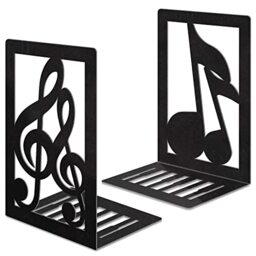 JINIHFW Book Ends,Metal Bookend,Bookend Decorative Heavy Book Ends for Shelves, Home Decorative Bookends for Heavy Books,Non-Skid Musical Note Bookshelf Holder