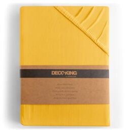 DecoKing Fitted Sheet Emperor 100% Combed Cotton Soft Jersey Bed Sheet 180x200-200x200 cm Yellow Amber