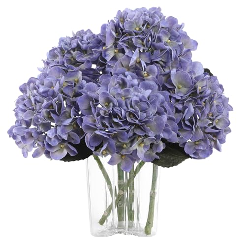 "Coferset 3Pcs Large Hydrangea Artificial Flowers 24.8"" Real Touch Faux Hydrangea Latex Fake Flowers with Bendable Stems &Leaves for Wedding Bouquet Centerpieces Home Party Decor(Purple)"
