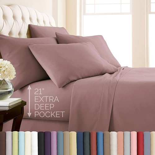 Southshore Fine Living, Inc. 21-Inch Extra Deep Pocket Queen Sheets Set, 6-Piece Premium Microfiber Sheet Set, Pet Hair Resistant Bedding, Queen Size Fitted Sheet with Pillow Cases, Lavender Sheets