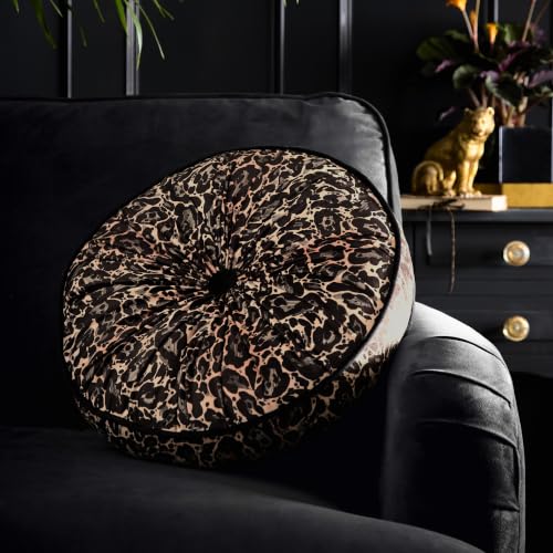 House of Llewelyn-Bowen Roxy Round Pleat Gold Filled Cushion, 40cm, Polyester, Microfibre Pad
